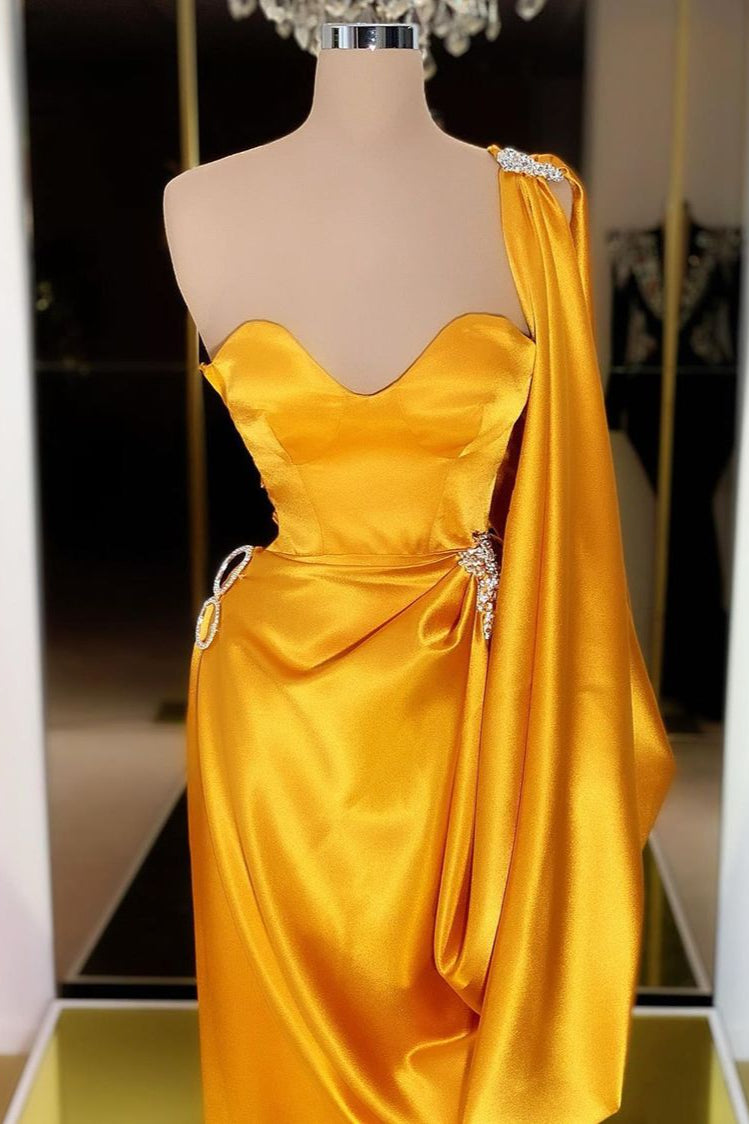 Sexy Gold Sweetheart Crystal Ruffles Prom Dress-BallBride