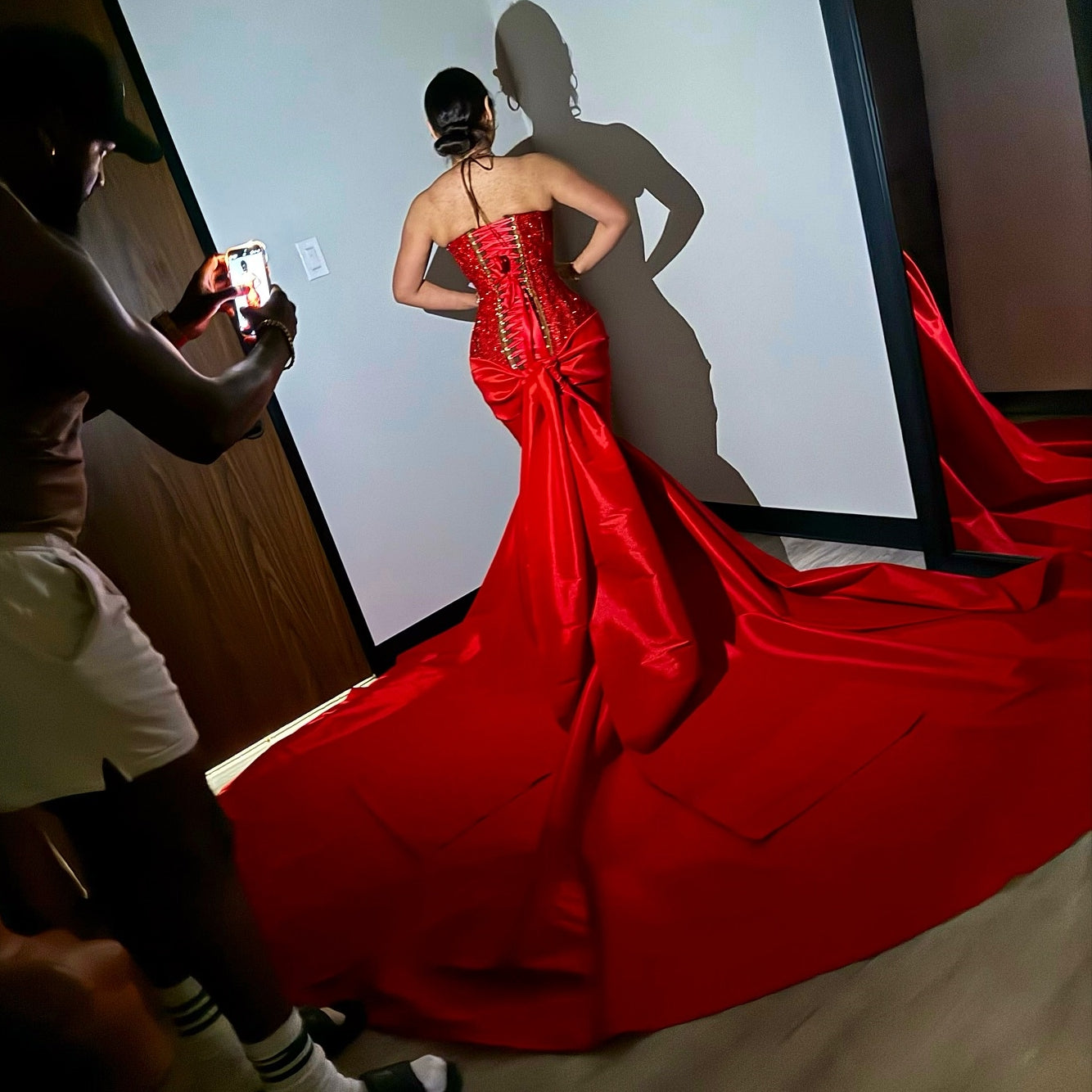 Sexy Red Sweetheart Mermaid Lace Up Sequins Prom Dress-BallBride