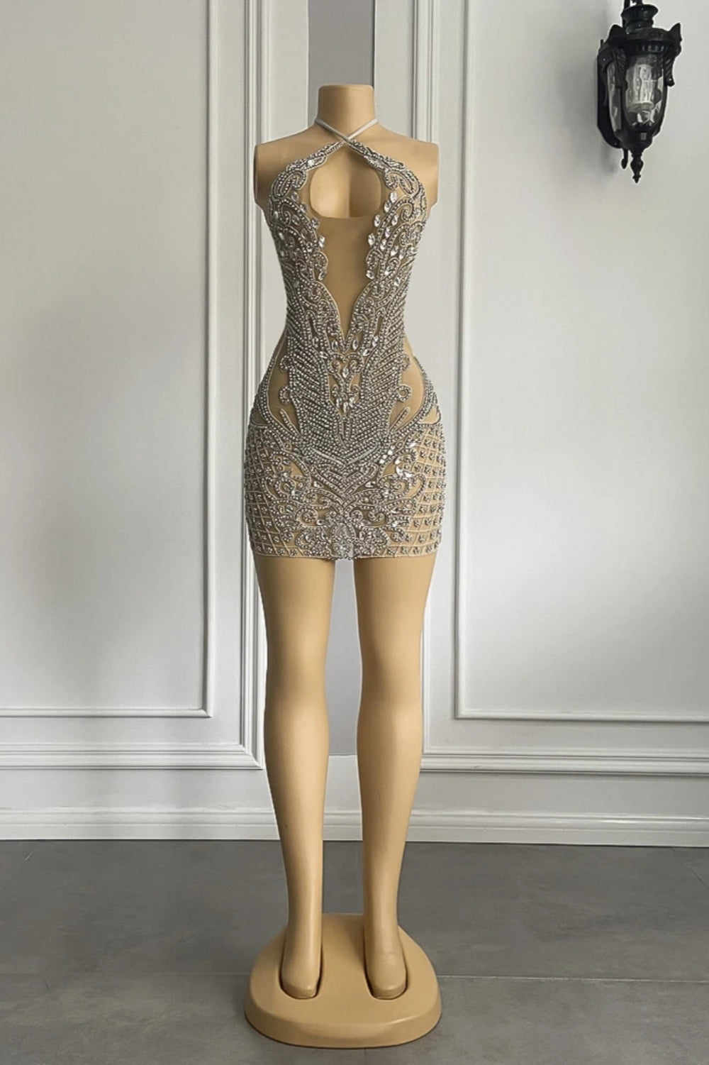 Sexy Short Halter See Through Tulle Prom Dresses-BallBride