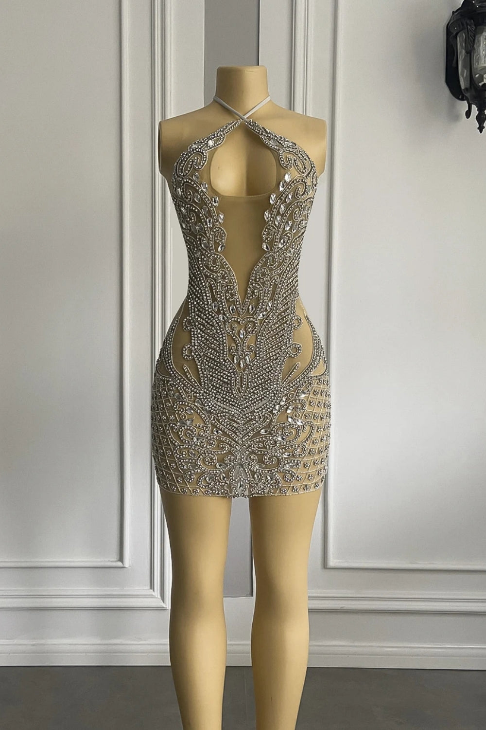 Sexy Short Halter See Through Tulle Prom Dresses-BallBride