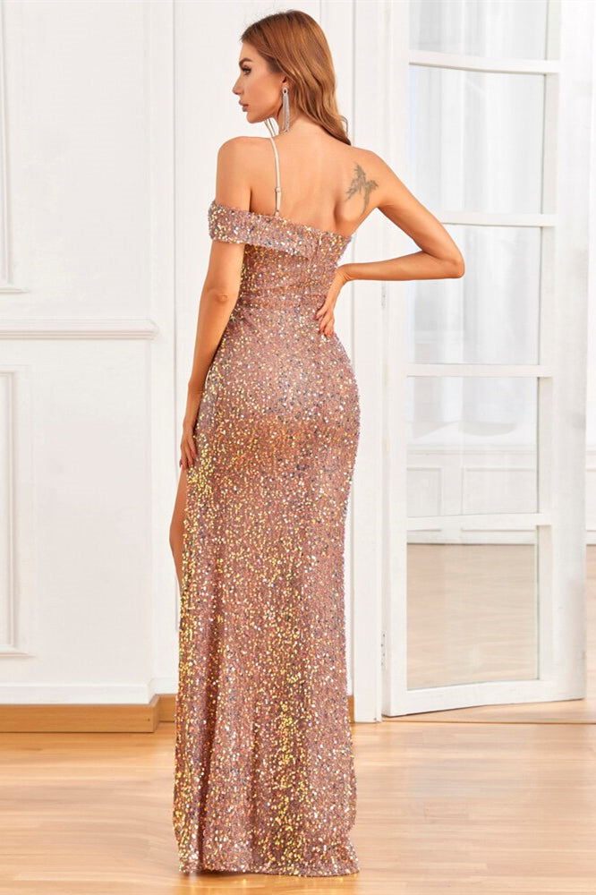Shine Bright with a One Shoulder Mermaid Evening Dress with Sequins On Sale-BallBride