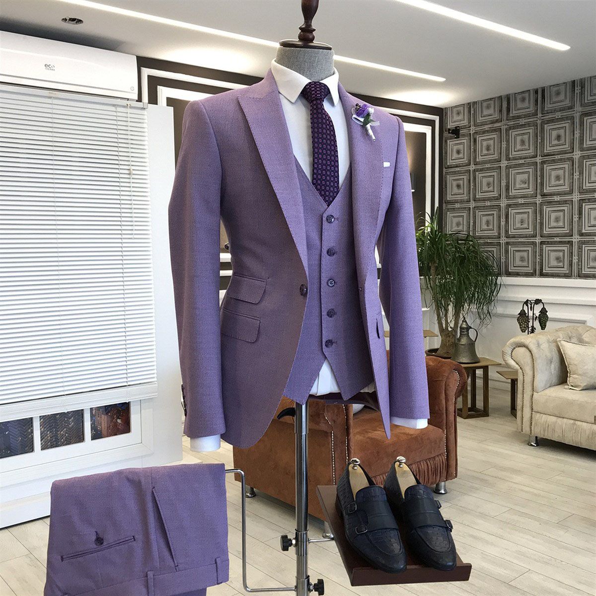 Shine in Style with 3 Pieces Prom Suits in Violet Purple-BallBride