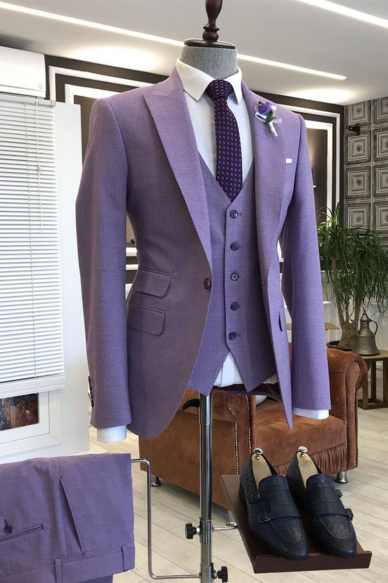 Shine in Style with 3 Pieces Prom Suits in Violet Purple-BallBride