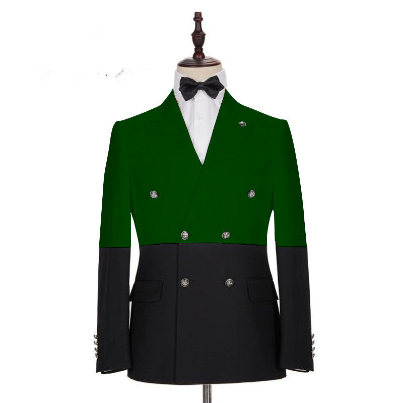 Shining Best Fitted Dark Green & Black Double Breasted Prom Tuxedo-BallBride