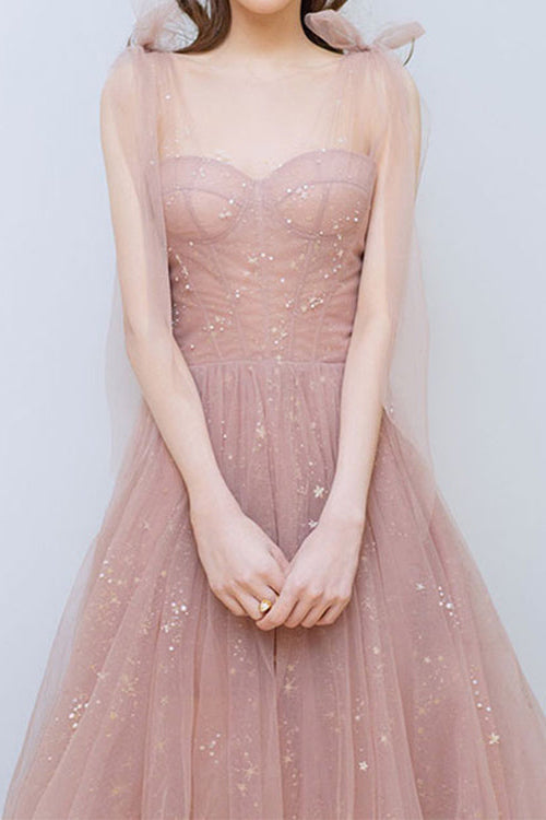 Shining Pink Prom Dress with Sweetheart Neckline and Sequins-BallBride