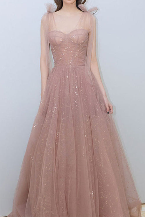 Shining Pink Prom Dress with Sweetheart Neckline and Sequins-BallBride