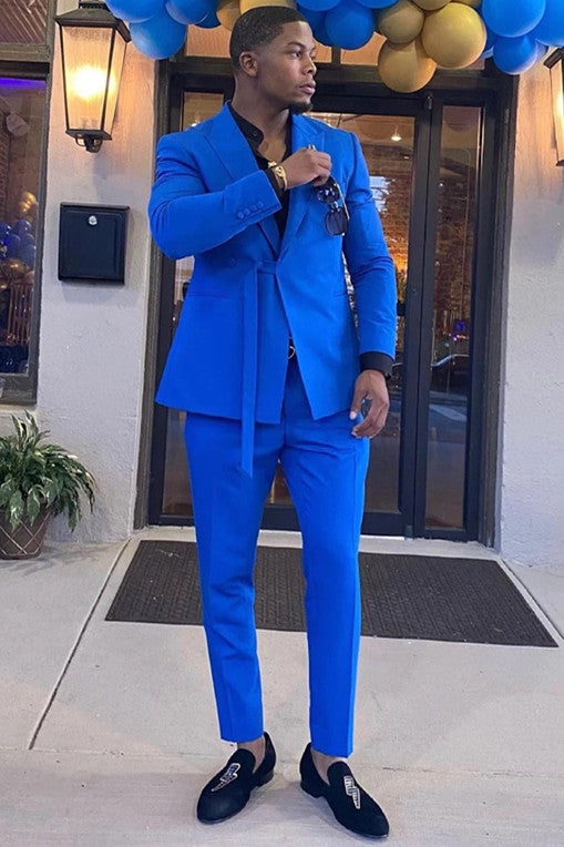 Shining Royal Blue Wedding Suits for Men - Peaked Lapel-BallBride