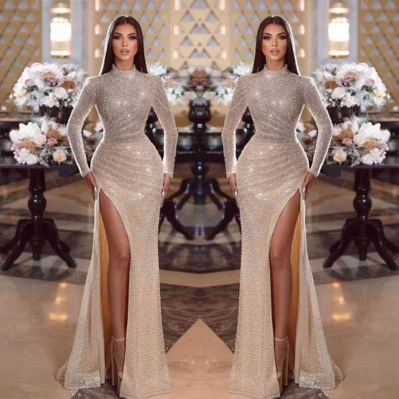 Shiny Mermaid Prom Dress for Women | Long Sleeves-BallBride