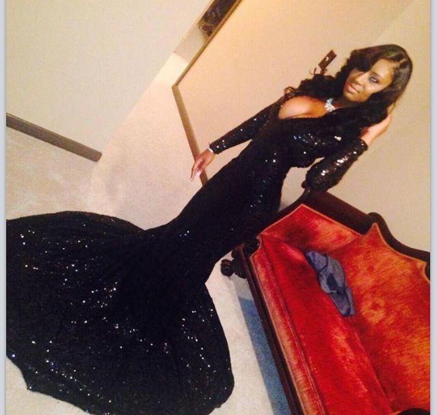 Simple Black Sequins Long Sleeve Mermaid Prom Dress-BallBride