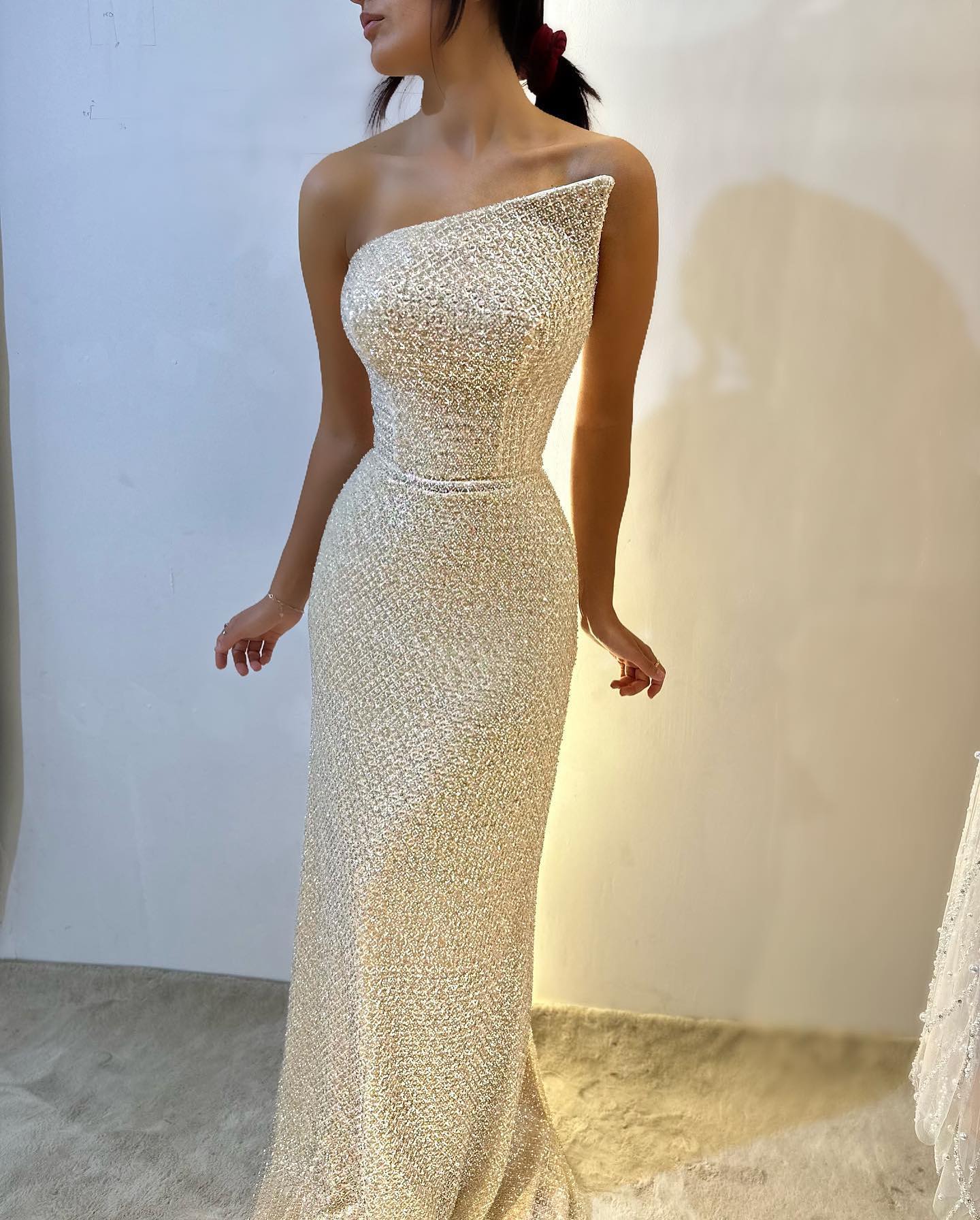 Simple Champagne Strapless Floor Length Mermaid Prom Dress-BallBride
