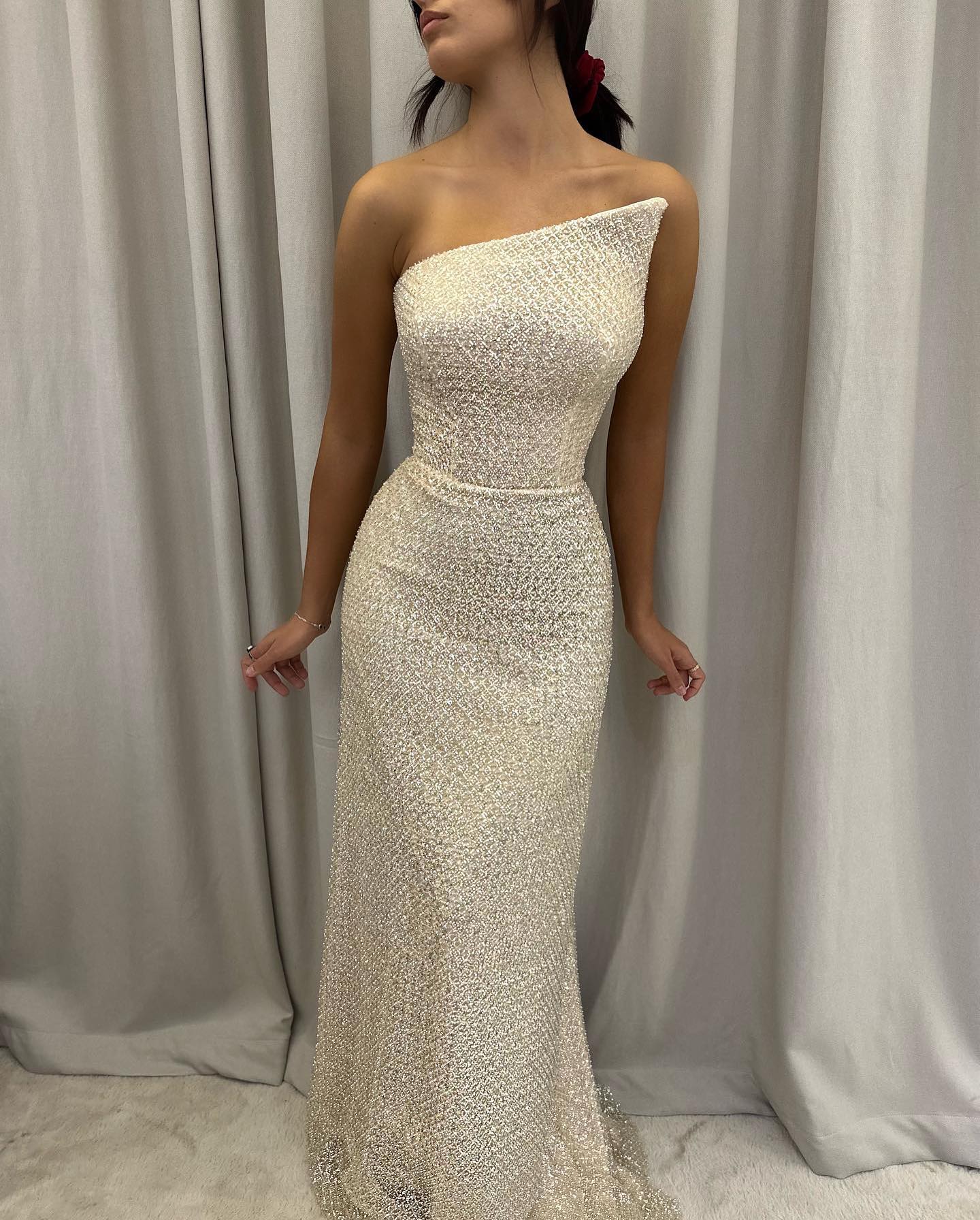 Simple Champagne Strapless Floor Length Mermaid Prom Dress-BallBride