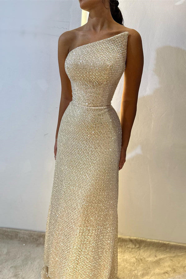 Simple Champagne Strapless Floor Length Mermaid Prom Dress-BallBride