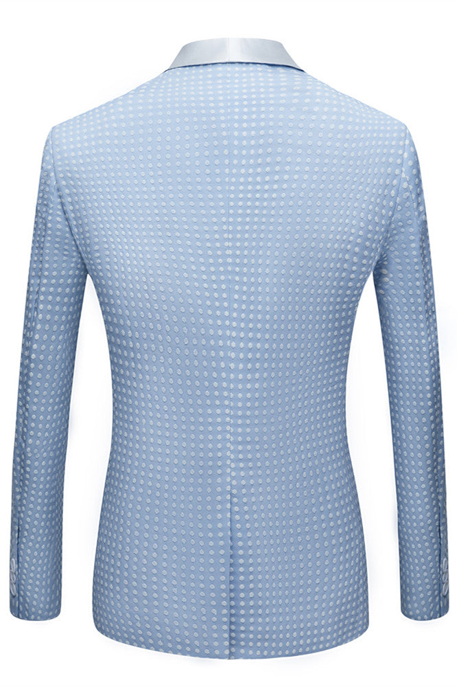 Sky Blue Dot Wedding Suit for Men's Party with Shawl Lapel Fashion Style-BallBride