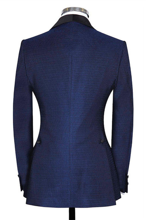 Skylar Dark Navy Three Pieces Slim Fit Wedding Suits for Men-BallBride