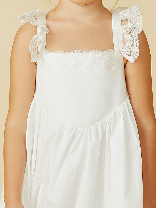 Sleeveless A-Line Flower Girl Dress with Lace and Pleats-BallBride