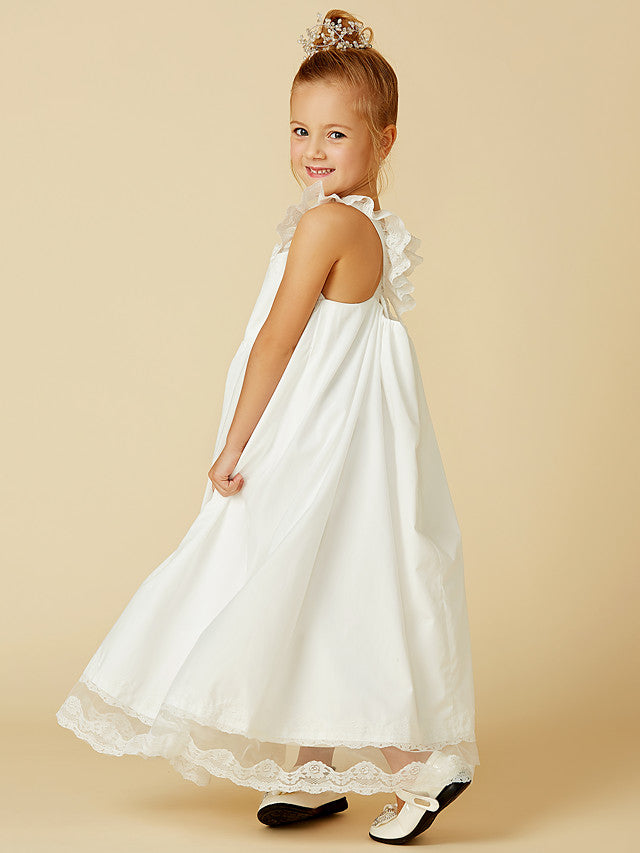 Sleeveless A-Line Flower Girl Dress with Lace and Pleats-BallBride