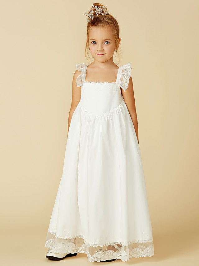 Sleeveless A-Line Flower Girl Dress with Lace and Pleats-BallBride