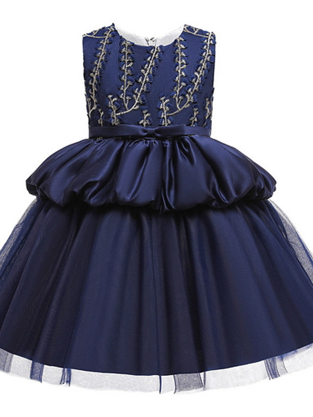 Sleeveless Jewel Neck Ball Gown Pageant Dress for Flower Girl With Beading Appliques-BallBride