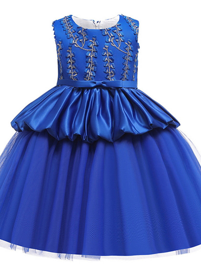 Sleeveless Jewel Neck Ball Gown Pageant Dress for Flower Girl With Beading Appliques-BallBride