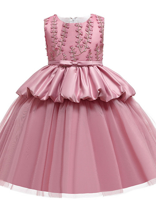 Sleeveless Jewel Neck Ball Gown Pageant Dress for Flower Girl With Beading Appliques-BallBride