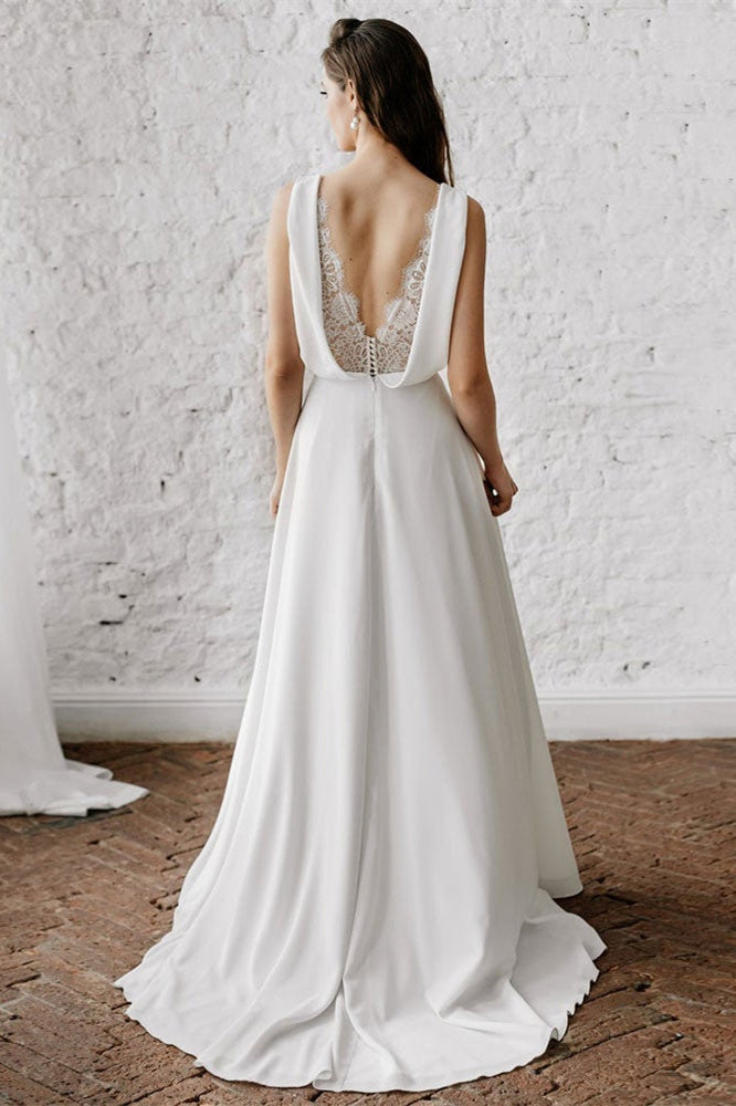Sleeveless Long V-Neck Wedding Dress for Your Special Day-BallBride