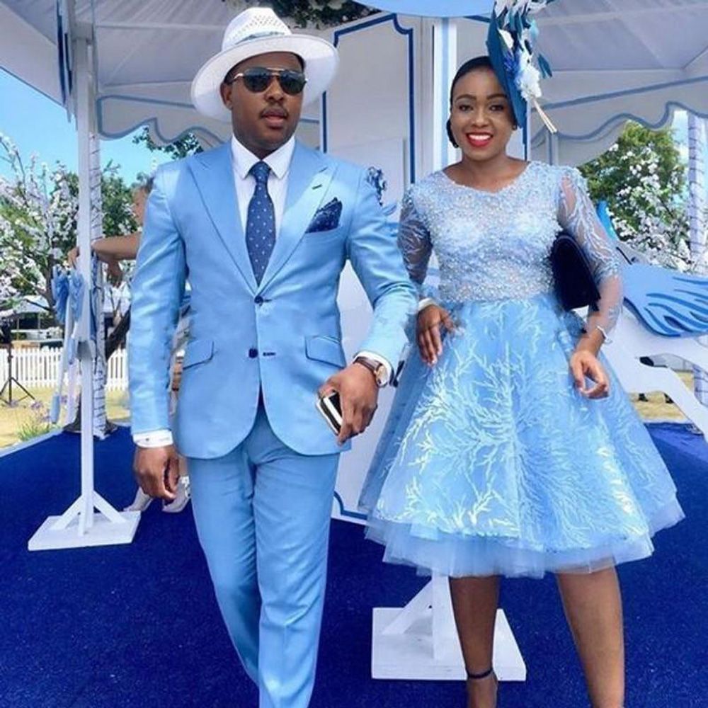 Slim Fit Blue Peaked Lapel Prom Attire for Guys-BallBride