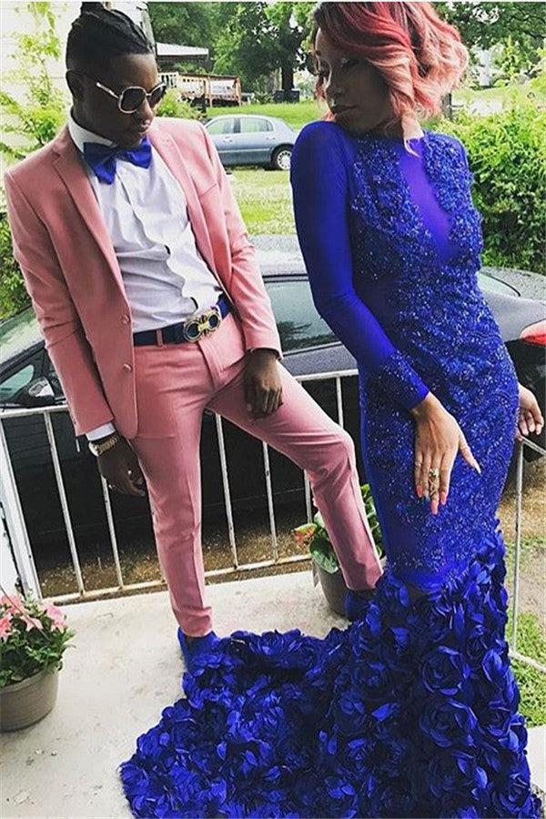 Slim Fit Candy Pink Notched Lapel Groom & Groomsmen Suit-BallBride