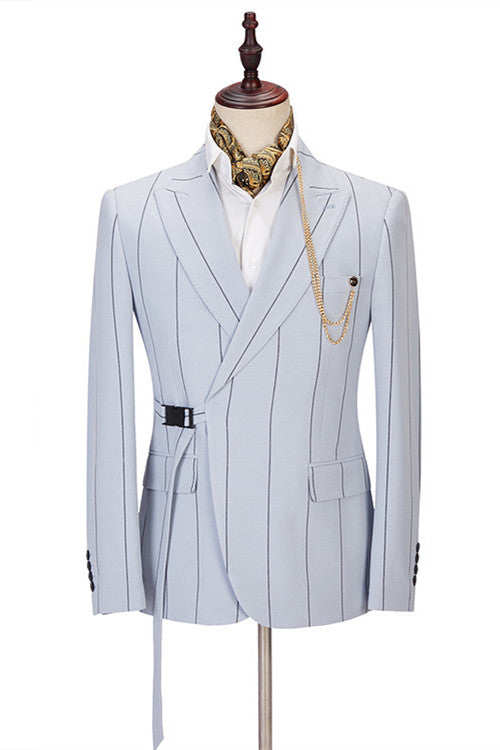 Slim Fit Striped Peaked Lapel Formal Dinner Prom Suit for Men-BallBride