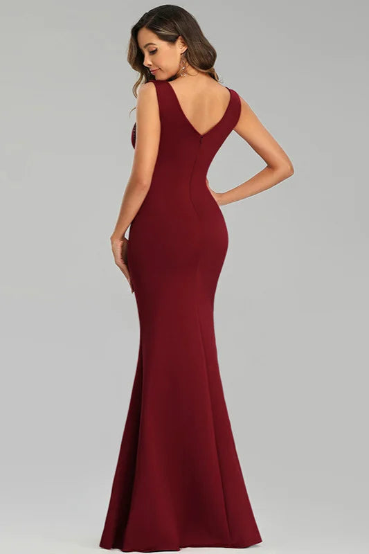 Sparkle Burgundy Sequins Mermaid Long Evening Prom Gowns-BallBride