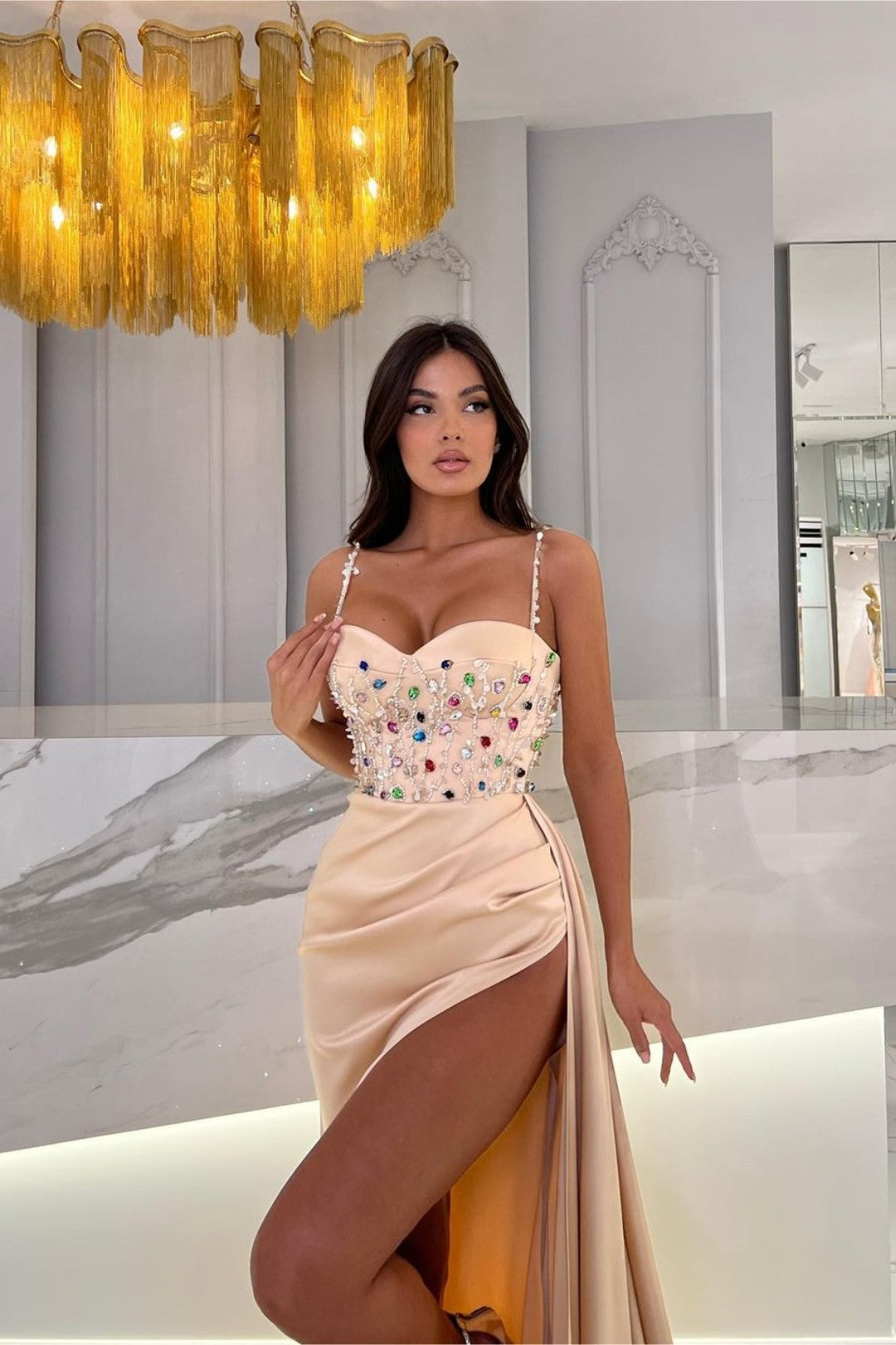 Sparkle in a Modern Sweetheart Mermaid Prom Dress with Beading and Split-BallBride