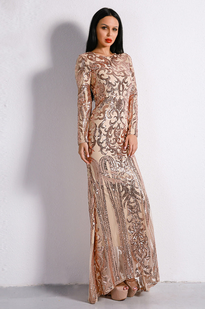 Sparkle on Sale! Glamorous Long Sleeve Sequins Mermaid Prom Dress-BallBride