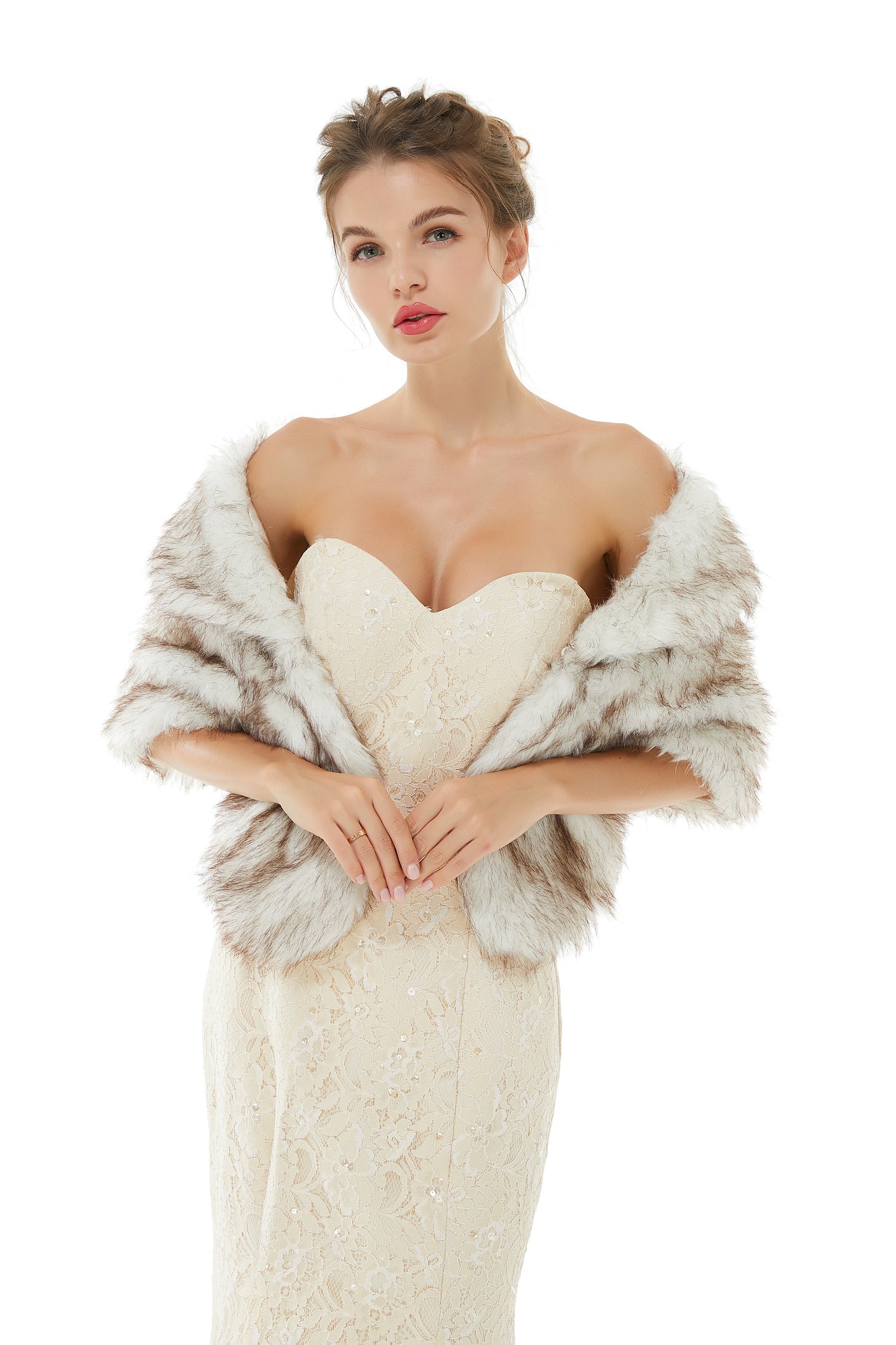 Stay Warm in Style with Faux Fur Women¡¯s Wrap Shawl-BallBride
