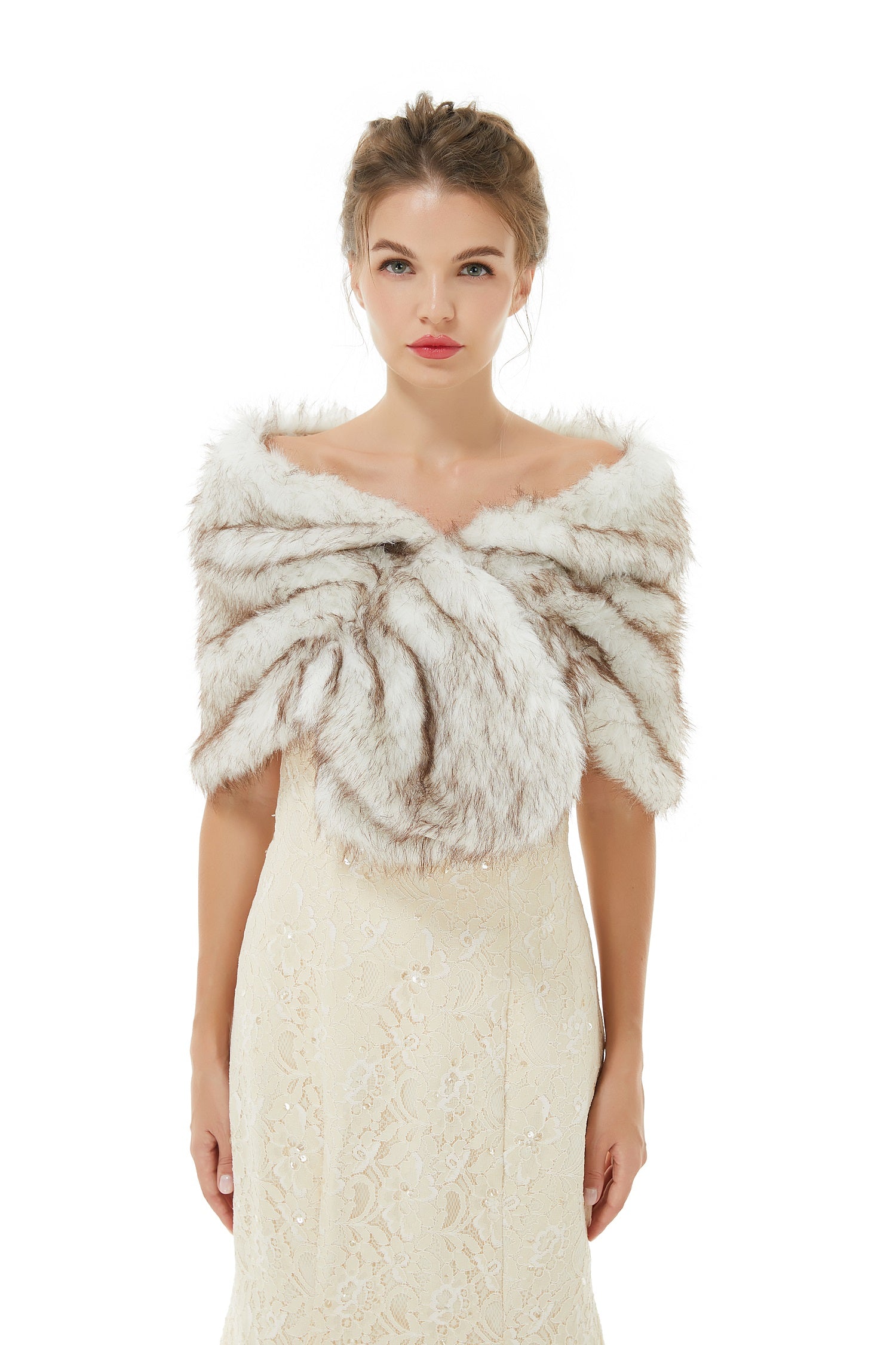 Stay Warm in Style with Faux Fur Women¡¯s Wrap Shawl-BallBride