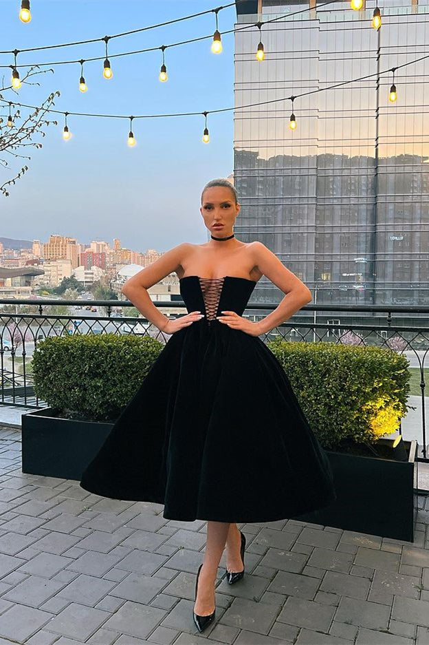 Strapless A-Line Prom Dress with Pockets-BallBride