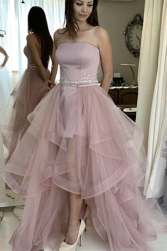 Strapless Detachable Tulle Skirt Long Prom Dress-BallBride