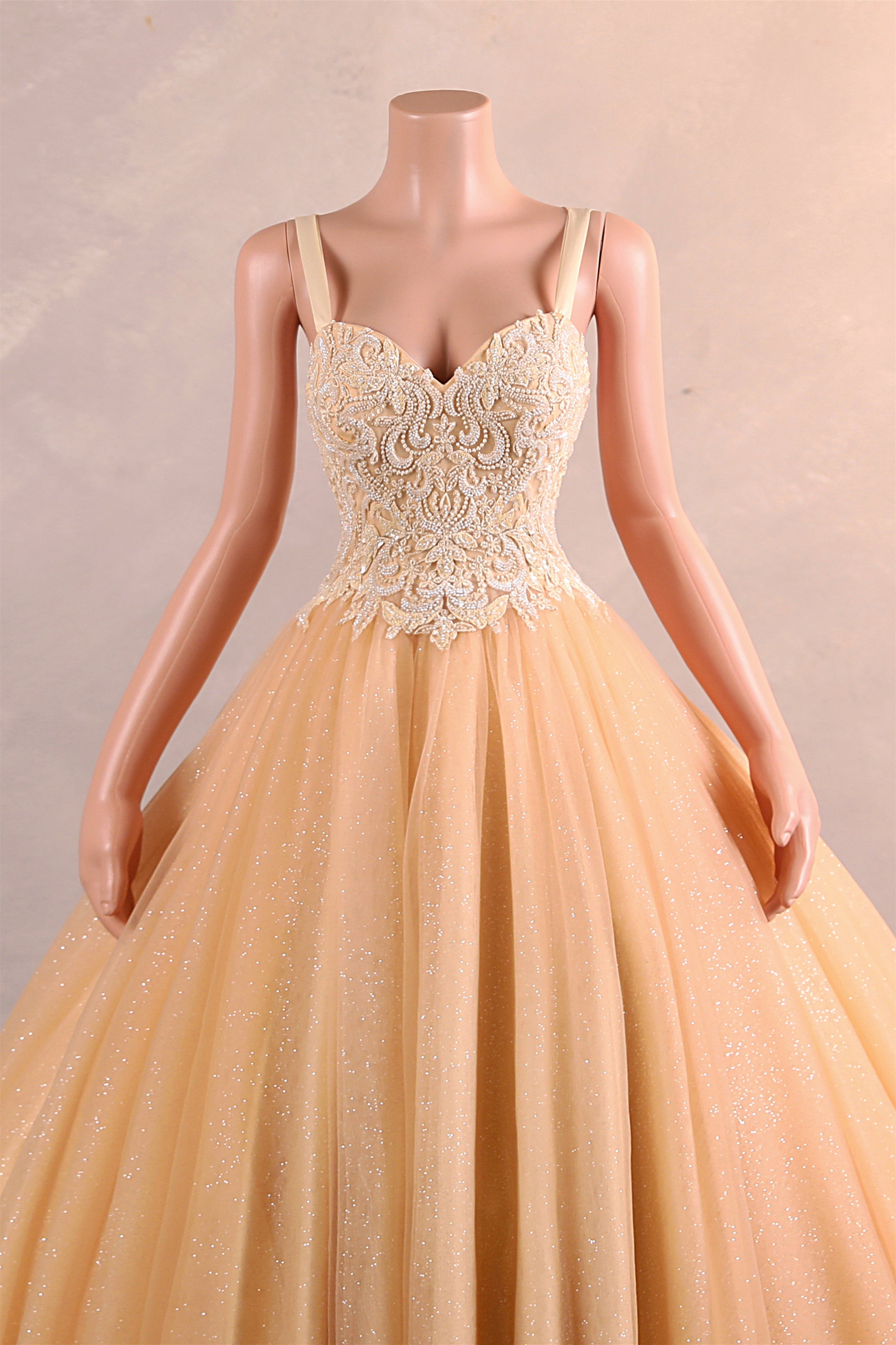 Straps Sparkle Ball Gown Sleeveless Beaded Quince Dresses-BallBride