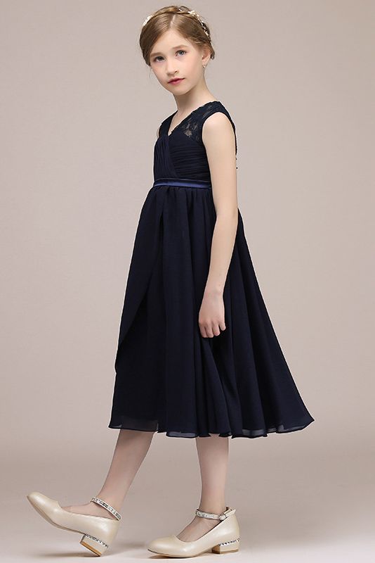 Stunning Black V Neck Sheer Straps Flower Girl Dress Tulle-BallBride