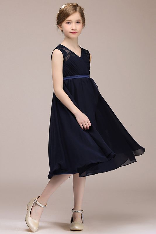 Stunning Black V Neck Sheer Straps Flower Girl Dress Tulle-BallBride