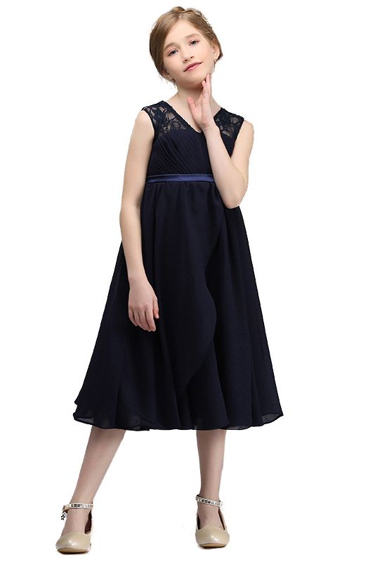 Stunning Black V Neck Sheer Straps Flower Girl Dress Tulle-BallBride