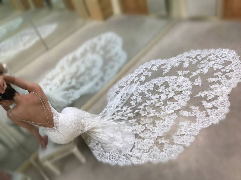 Stunning Lace Mermaid Wedding Dress with Spaghetti-Straps and Open Back-BallBride