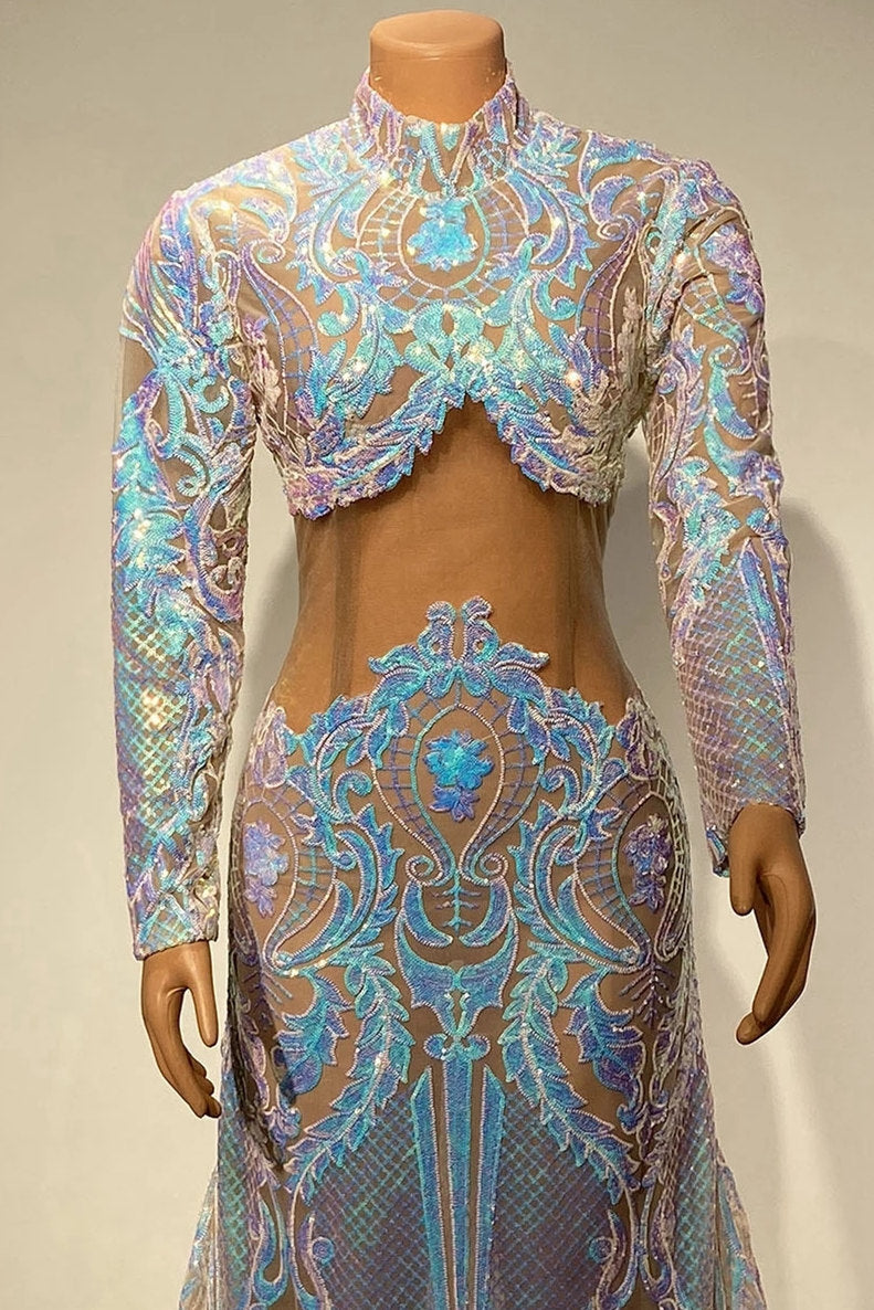 Stunning Long Sleeves Mermaid Prom Dress With Sequins Lace-BallBride