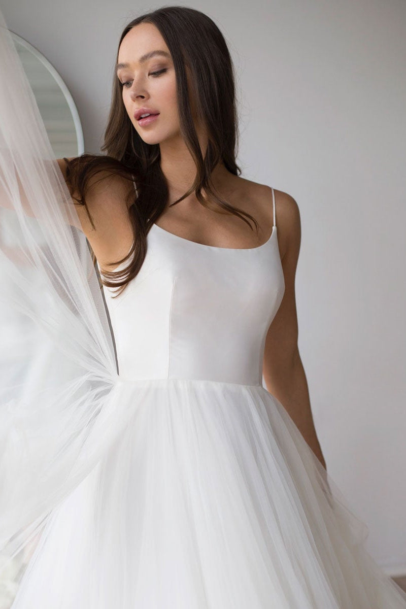 Stunning Long Wedding Dress with Spaghetti-Straps by Tule-BallBride