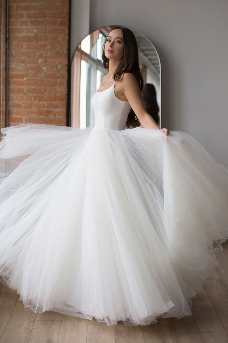 Stunning Long Wedding Dress with Spaghetti-Straps by Tule-BallBride