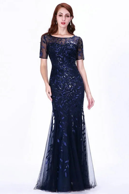 Stunning Navy Different Styles Long Mermaid Evening Gowns-BallBride