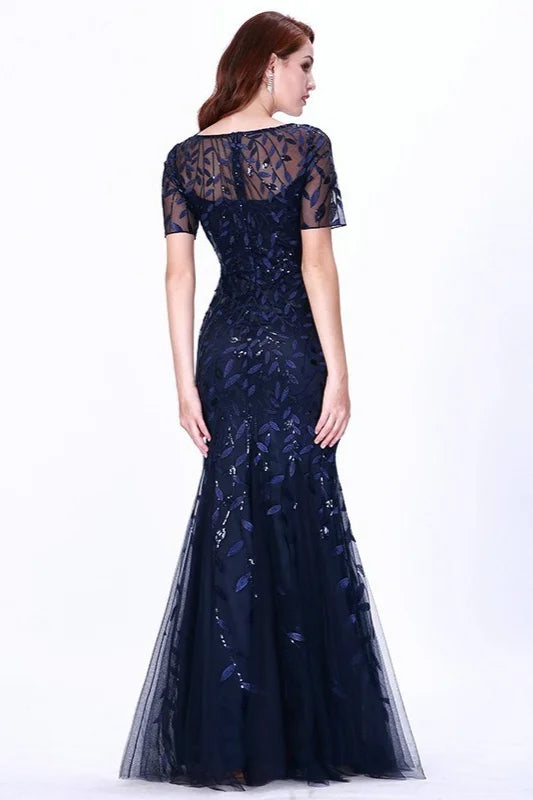 Stunning Navy Different Styles Long Mermaid Evening Gowns-BallBride