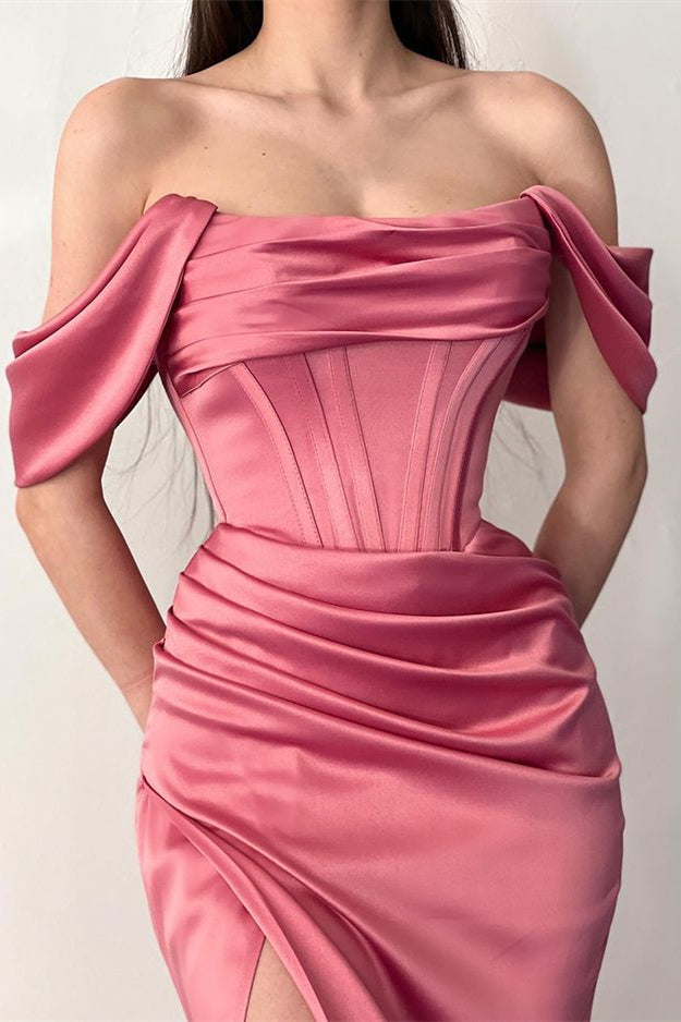 Stunning Off-the-Shoulder Mermaid Prom Dress Long With Split Online-BallBride