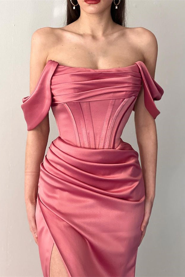 Stunning Off-the-Shoulder Mermaid Prom Dress Long With Split Online-BallBride