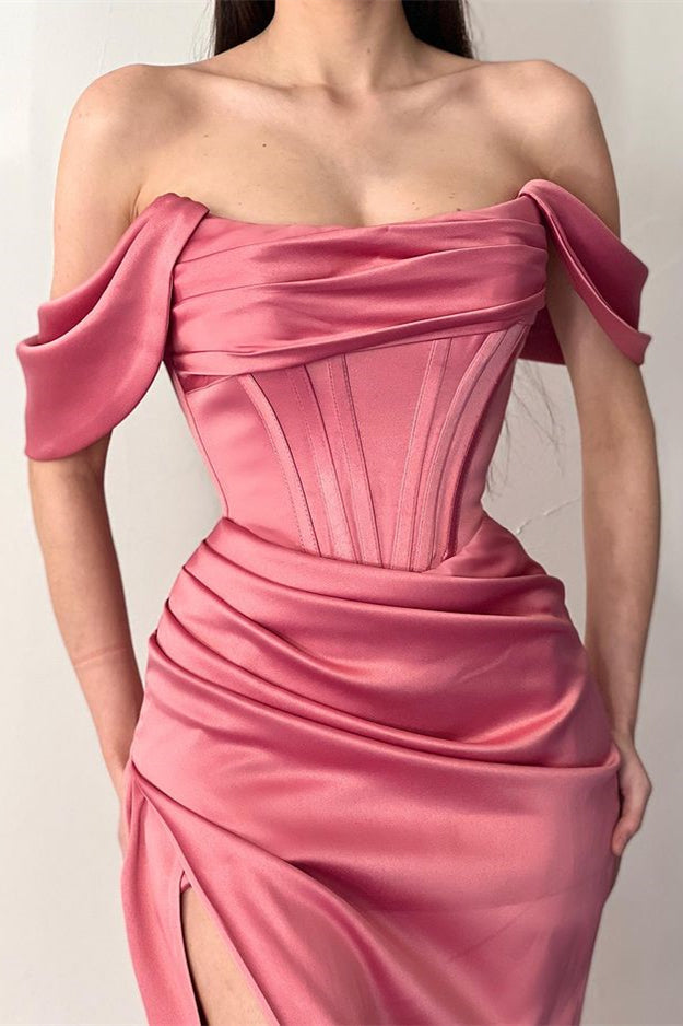 Stunning Off-the-Shoulder Mermaid Prom Dress Long With Split Online-BallBride
