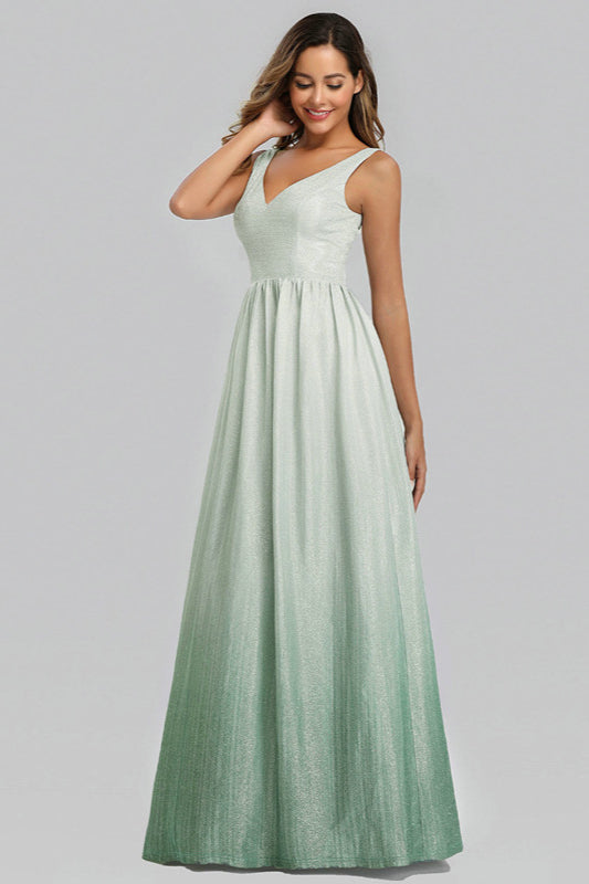 Stunning Ombre Sequins V-Neck Long Prom Dress-BallBride