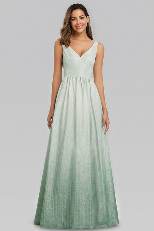 Stunning Ombre Sequins V-Neck Long Prom Dress-BallBride